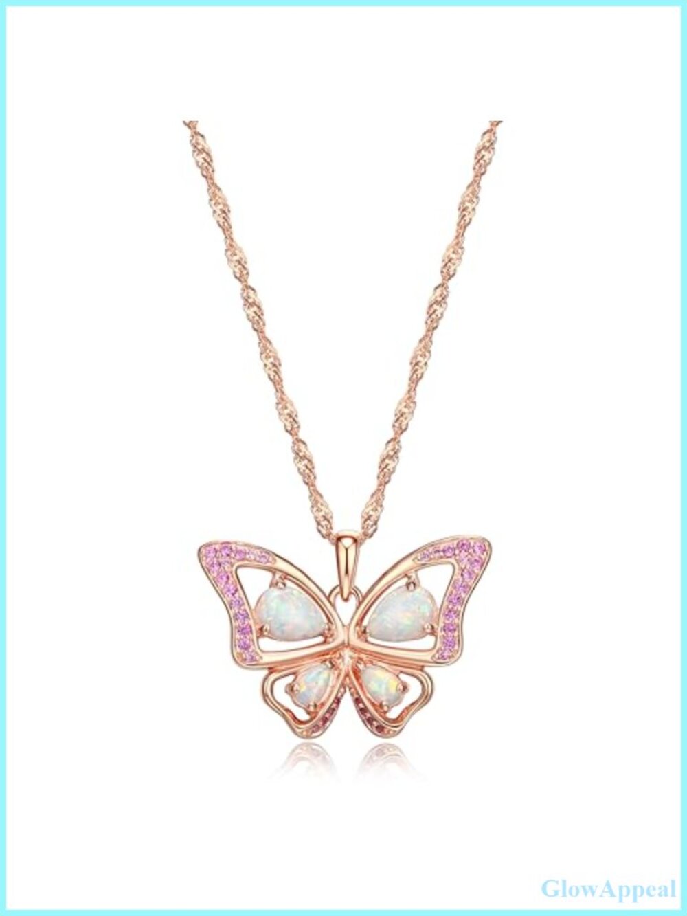 Sterling Silver 14K Rose Gold Plated Butterfly Pendant Necklace 18in